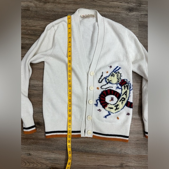 Marni  WOOL-CASHMERE BLEND CARDIGAN WITH JACQUARD DRAGON size S-M - Picture 13 of 14